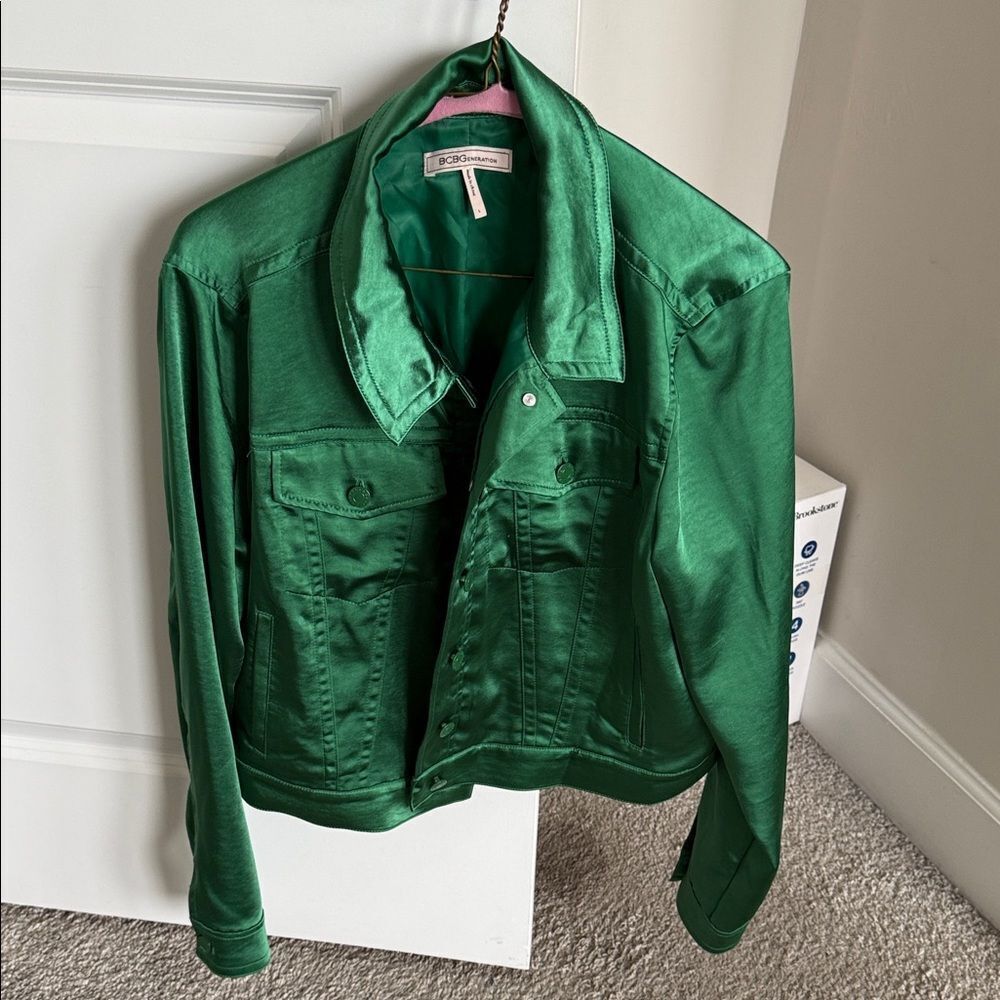 BCBGMaxAzria Emerald Satin Jacket
